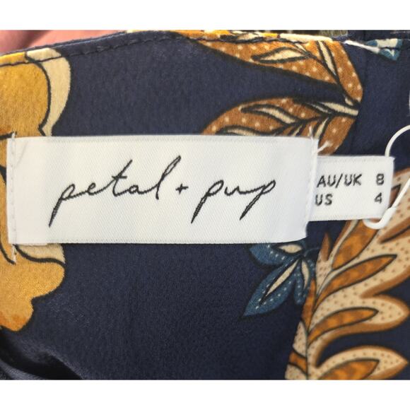 Petal + Pup Alejandra Cowl Neck Midi Dress Size 4 Adjustable Strap Blue Floral - Picture 4 of 10